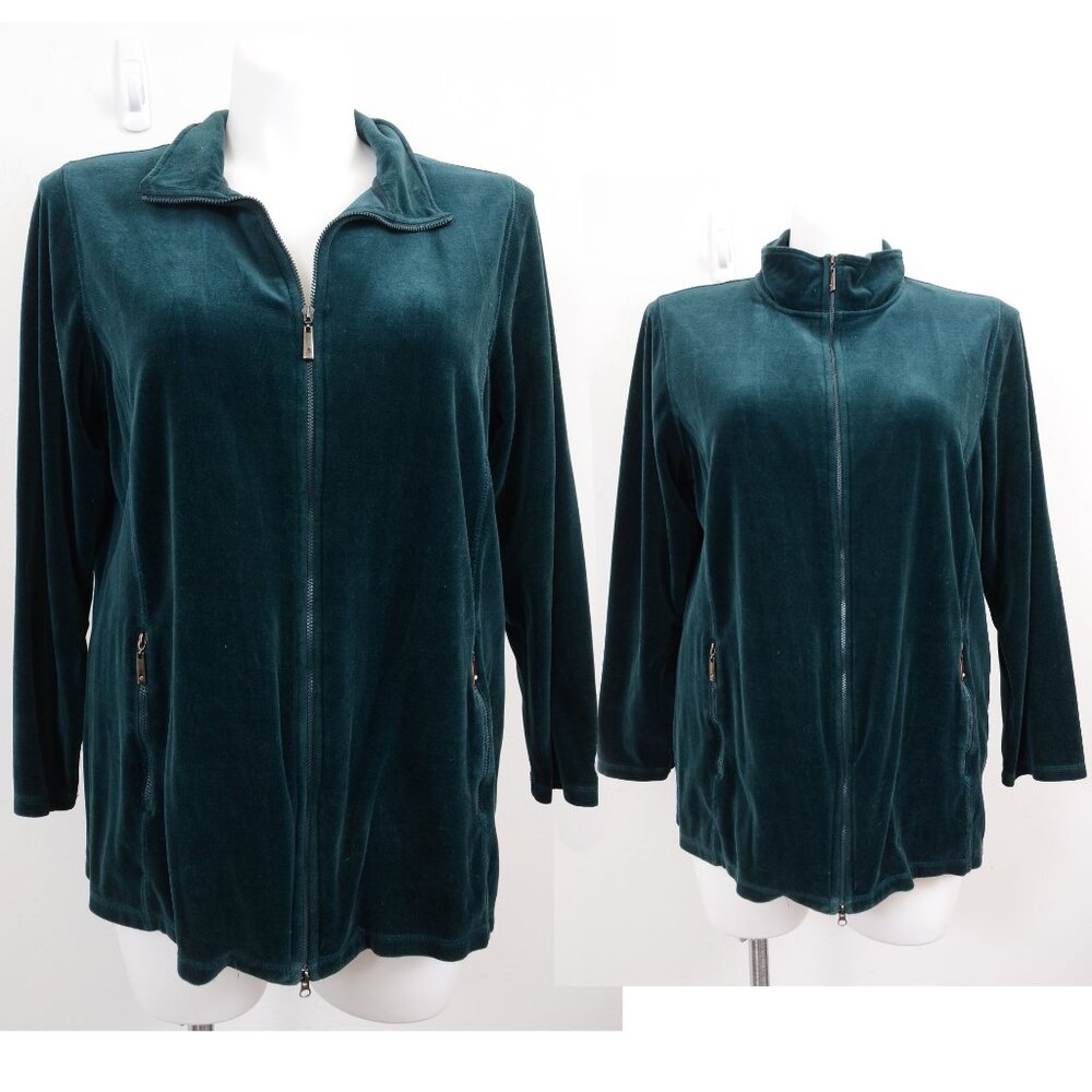 Avenue PLUS 18/20 Cotton Blend Full Zip Velour Velvet Jacket Lounge Athleisure